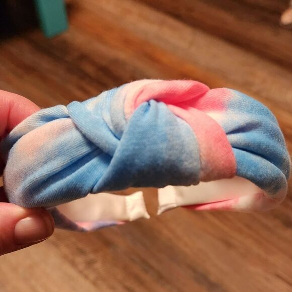Groovy Blue and Pink Tie Dye Top Knot Headband - Picture 2 of 2